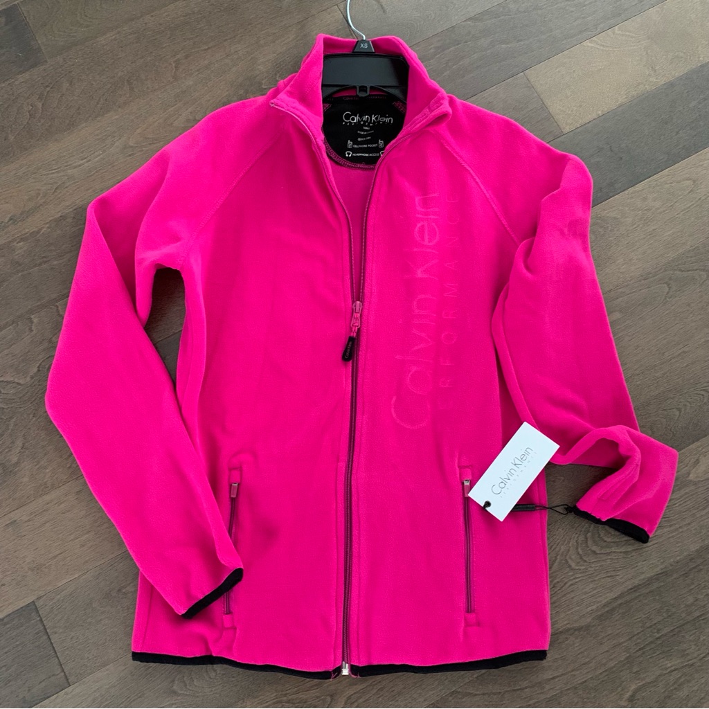 Calvin Klein Hot Pink Fuscia Logo Zip-Up Jacket